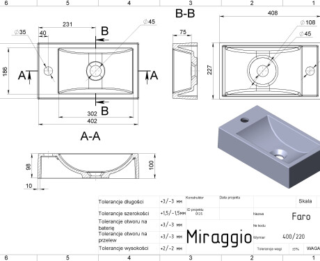 Waschbecken FARO MIRASOFT