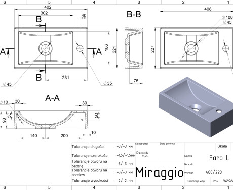 Waschbecken FARO L MIRASOFT