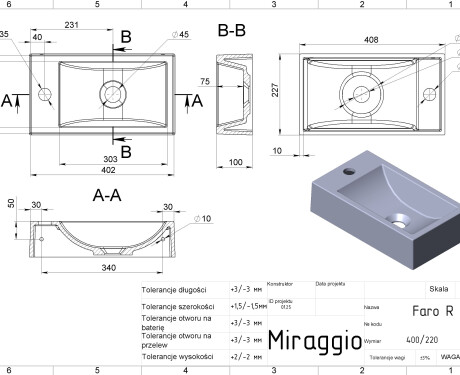 Waschbecken FARO R MIRASOFT
