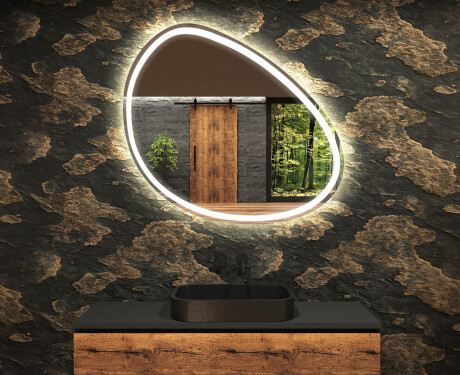 Unregelmäßiger asymmetrischer Spiegel mit LED Beleuchtung H222