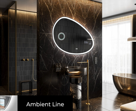 Unregelmäßiger asymmetrischer Spiegel mit LED Beleuchtung H222 #3