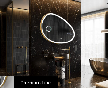 Unregelmäßiger asymmetrischer Spiegel mit LED Beleuchtung H222 #4