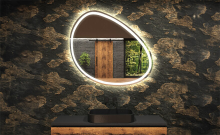 Unregelmäßiger asymmetrischer Spiegel mit LED Beleuchtung H222