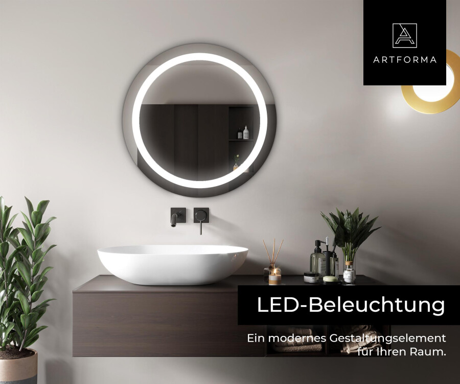 LED-Badspiegel in schwarz