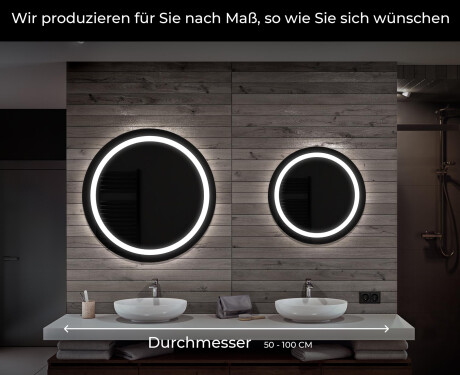 Spiegel rund schwarz Beleuchtet - Runder Badspiegel mit beleuchtung -  Artforma