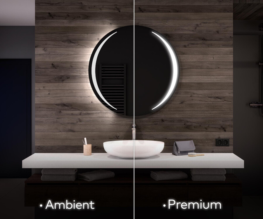 Spiegel in schwarzem Rahmen mit Beleuchtung - 1503 LED