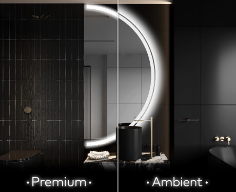 Runder Badspiegel angeschnitten mit LED beleuchting A222
