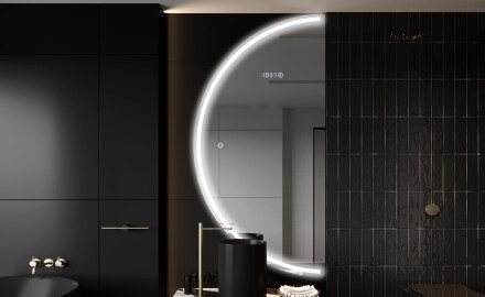 Runder Badspiegel angeschnitten mit LED beleuchting D223