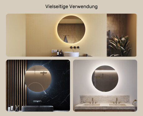 Runder Badspiegel mit LED Beleuchtung 80cm mit kaltem LED-Licht 7000K, warmem Licht 3000K oder neutralem Licht 4500K #2