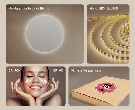 Runder Badspiegel mit LED Beleuchtung 80cm mit kaltem LED-Licht 7000K, warmem Licht 3000K oder neutralem Licht 4500K #5