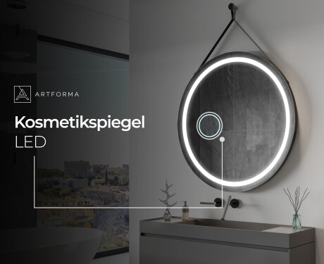 BEAUTYPEAK Runder Spiegel 50cm Gold - Wandspiegel Mit Welliger Kante