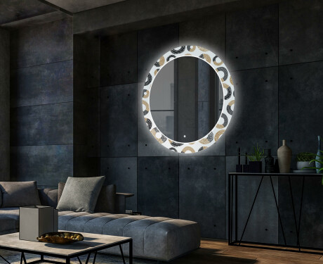 Runder dekorativer Spiegel mit LED-Beleuchtung für das Wohnzimmer - Donuts #2