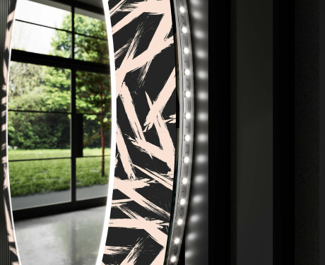 Runder dekorativer Spiegel mit LED-Beleuchtung für das Wohnzimmer - Lines #11