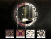Runder dekorativer Spiegel mit LED-Beleuchtung für das Wohnzimmer - Lines #6