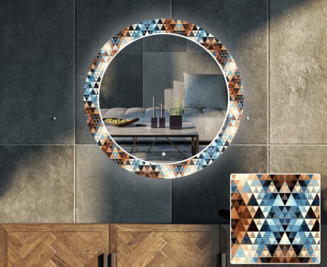 Runder dekorativer Spiegel mit LED-Beleuchtung für das Wohnzimmer - Color Triangles