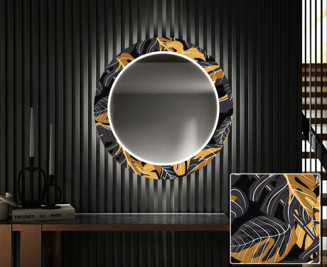 Runder dekorativer Spiegel mit LED-Beleuchtung für den Flur - Autumn Jungle