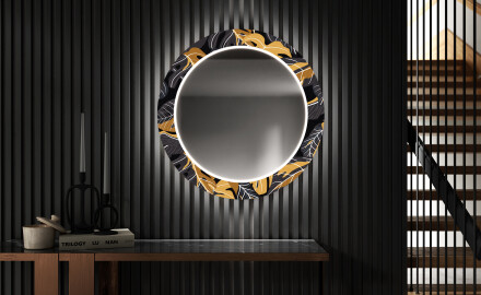 Runder dekorativer Spiegel mit LED-Beleuchtung für den Flur - Autumn Jungle