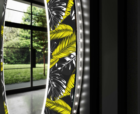 Runder dekorativer Spiegel mit LED-Beleuchtung für den Flur - Gold Jungle #11