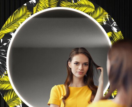 Runder dekorativer Spiegel mit LED-Beleuchtung für den Flur - Gold Jungle #12