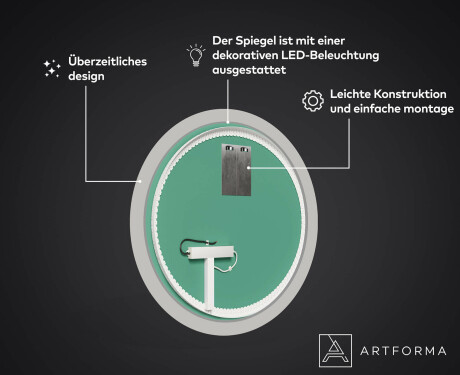 Runder dekorativer Spiegel mit LED-Beleuchtung für den Flur - Gold Jungle #3