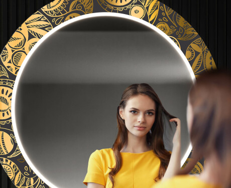 Runder dekorativer Spiegel mit LED-Beleuchtung für den Flur - Ancient Pattern #12