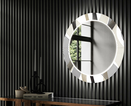 Runder dekorativer Spiegel mit LED-Beleuchtung für den Flur - Waves #2
