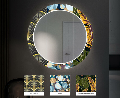 Runder dekorativer Spiegel mit LED-Beleuchtung für den Flur - Waves #6