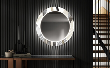 Runder dekorativer Spiegel mit LED-Beleuchtung für den Flur - Waves