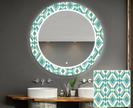 Runder dekorativer Spiegel mit LED-Beleuchtung für das Badezimmer - Abstrac Seamless