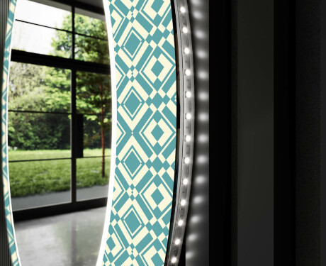 Runder dekorativer Spiegel mit LED-Beleuchtung für das Badezimmer - Abstrac Seamless #11