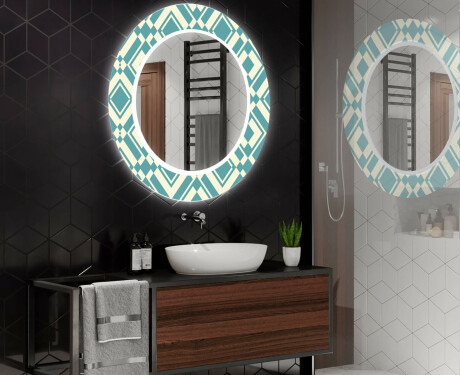 Runder dekorativer Spiegel mit LED-Beleuchtung für das Badezimmer - Abstrac Seamless #2