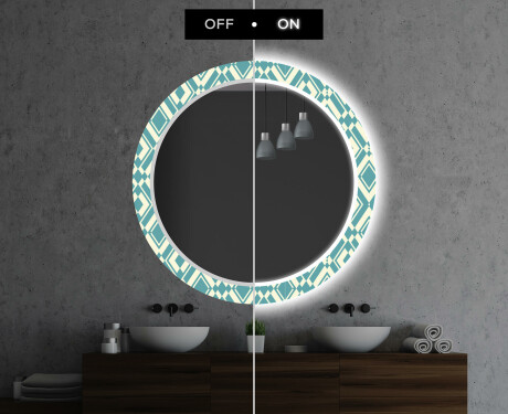Runder dekorativer Spiegel mit LED-Beleuchtung für das Badezimmer - Abstrac Seamless #7