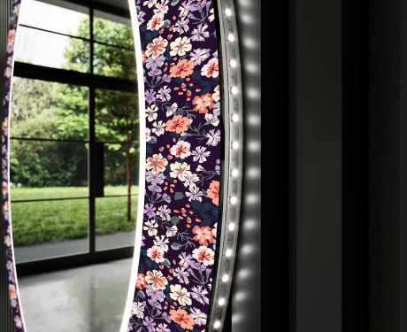 Runder dekorativer Spiegel mit LED-Beleuchtung für das Badezimmer - Elegant Flowers #11