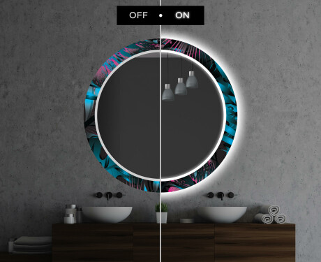 Runder dekorativer Spiegel mit LED-Beleuchtung für das Badezimmer - Fluo Tropic #7