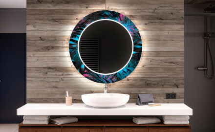 Runder dekorativer Spiegel mit LED-Beleuchtung für das Badezimmer - Fluo Tropic