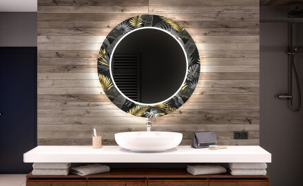 Runder dekorativer Spiegel mit LED-Beleuchtung für das Badezimmer - Goldy Palm