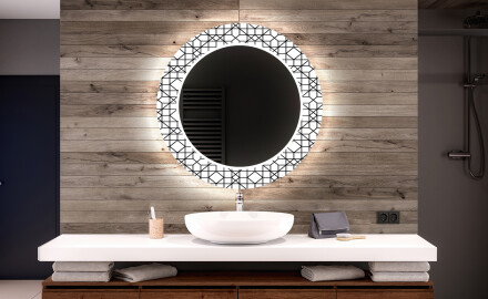 Runder dekorativer Spiegel mit LED-Beleuchtung für das Badezimmer - Industrial