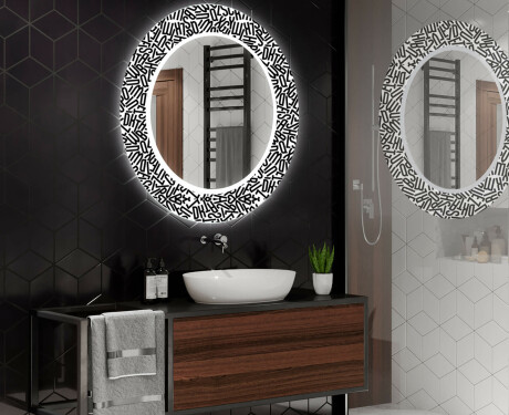 Runder dekorativer Spiegel mit LED-Beleuchtung für das Badezimmer - Letters #2