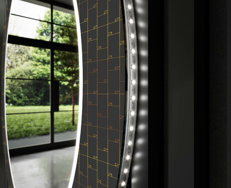 Runder dekorativer Spiegel mit LED-Beleuchtung für das Badezimmer - Microcircuit #11