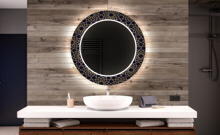 Runder dekorativer Spiegel mit LED-Beleuchtung für das Badezimmer - Ornament