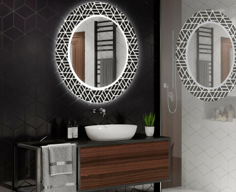 Runder dekorativer Spiegel mit LED-Beleuchtung für das Badezimmer - Triangless #2