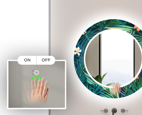 Runder dekorativer Spiegel mit LED-Beleuchtung für das Badezimmer - Tropical #5
