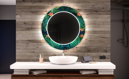 Runder dekorativer Spiegel mit LED-Beleuchtung für das Badezimmer - Tropical
