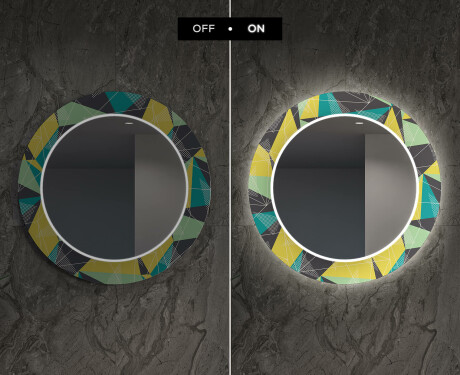Runder dekorativer Spiegel mit LED-Beleuchtung für das Esszimmer - Abstract Geometric #7