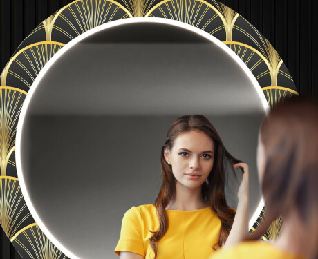Runder dekorativer Spiegel mit LED-Beleuchtung für den Flur - Art Deco #12
