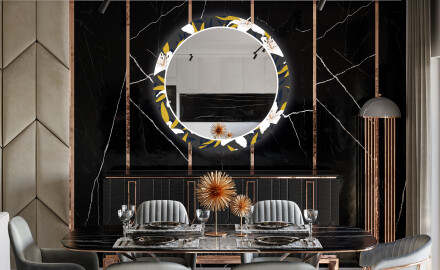 Runder dekorativer Spiegel mit LED-Beleuchtung für das Esszimmer - Bells Flowers