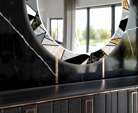 Runder dekorativer Spiegel mit LED-Beleuchtung für das Esszimmer - Marble Pattern #11