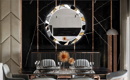 Runder dekorativer Spiegel mit LED-Beleuchtung für das Esszimmer - Marble Pattern