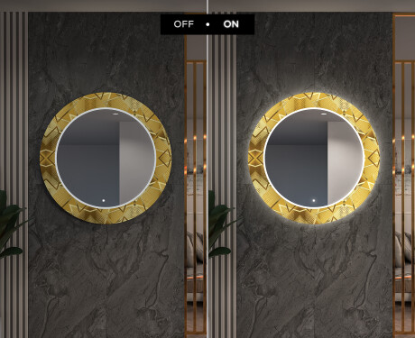 Runder dekorativer Spiegel mit LED-Beleuchtung für den Flur - Gold Triangles #7