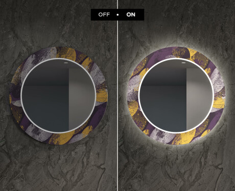 Runder dekorativer Spiegel mit LED-Beleuchtung für das Esszimmer - Round Stamp #7